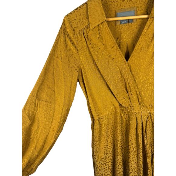 Anthropologie Long-Sleeve Mini Dress Leopard Print Gold Size Medium‎ - Picture 8 of 10